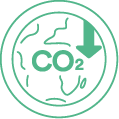 Ikona redukcji CO₂ – odzież DEQS przyjazna środowisku